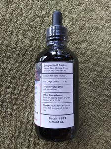 Four - 4oz. Chaga XS Double Extract Tincture - 190 Proof Alcohol Extraction - 160 day supply !!!